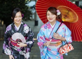 ladies wearing kimonos