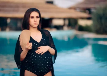 pregnant woman in bathing suit